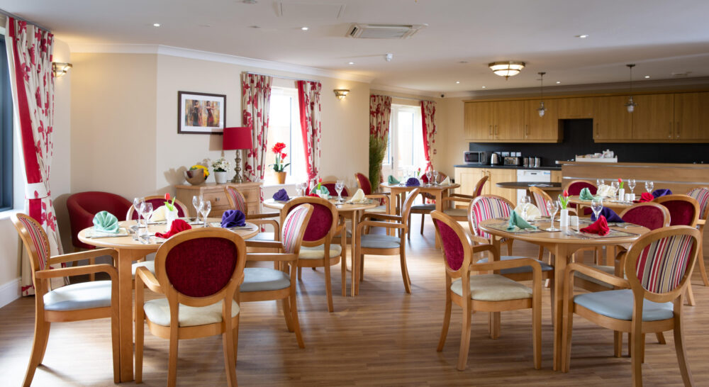 Communal dining and gathering space at Cloverleaf